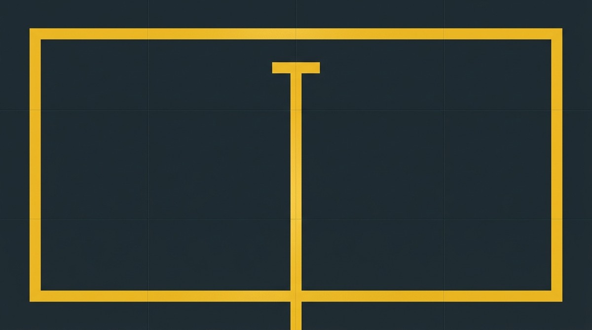 Aircraft stand marked in yellow: a lead-in centreline ending in a T-shaped stop bar inside a stand outline box